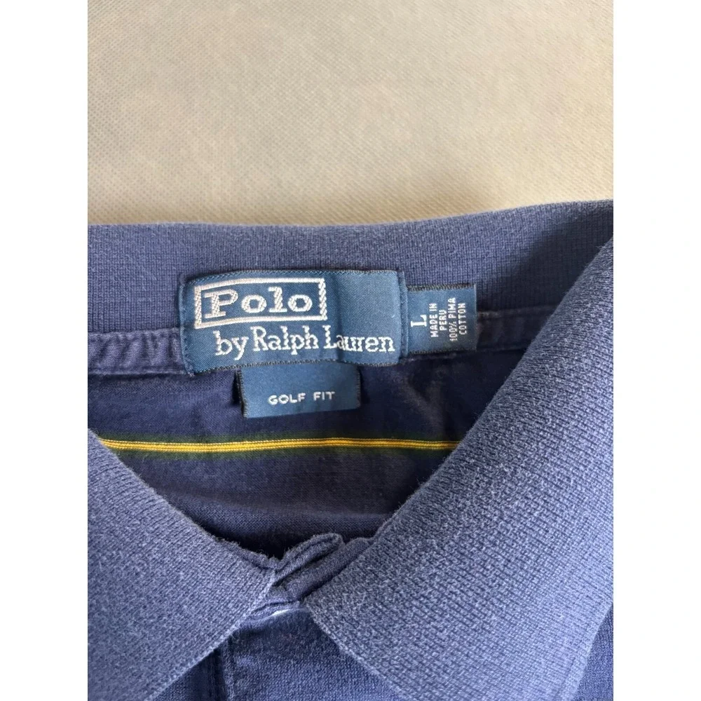 Ralph Lauren Polo Shirt Men's L Blue 100% Cotton Collared Short Sleeve